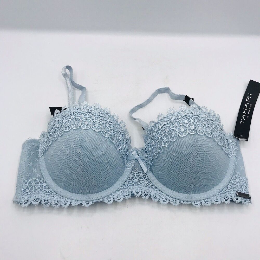 Tahari Mulit Way Lace Trim Underwire Ballad Blue Bra Classic Size 34C NWT